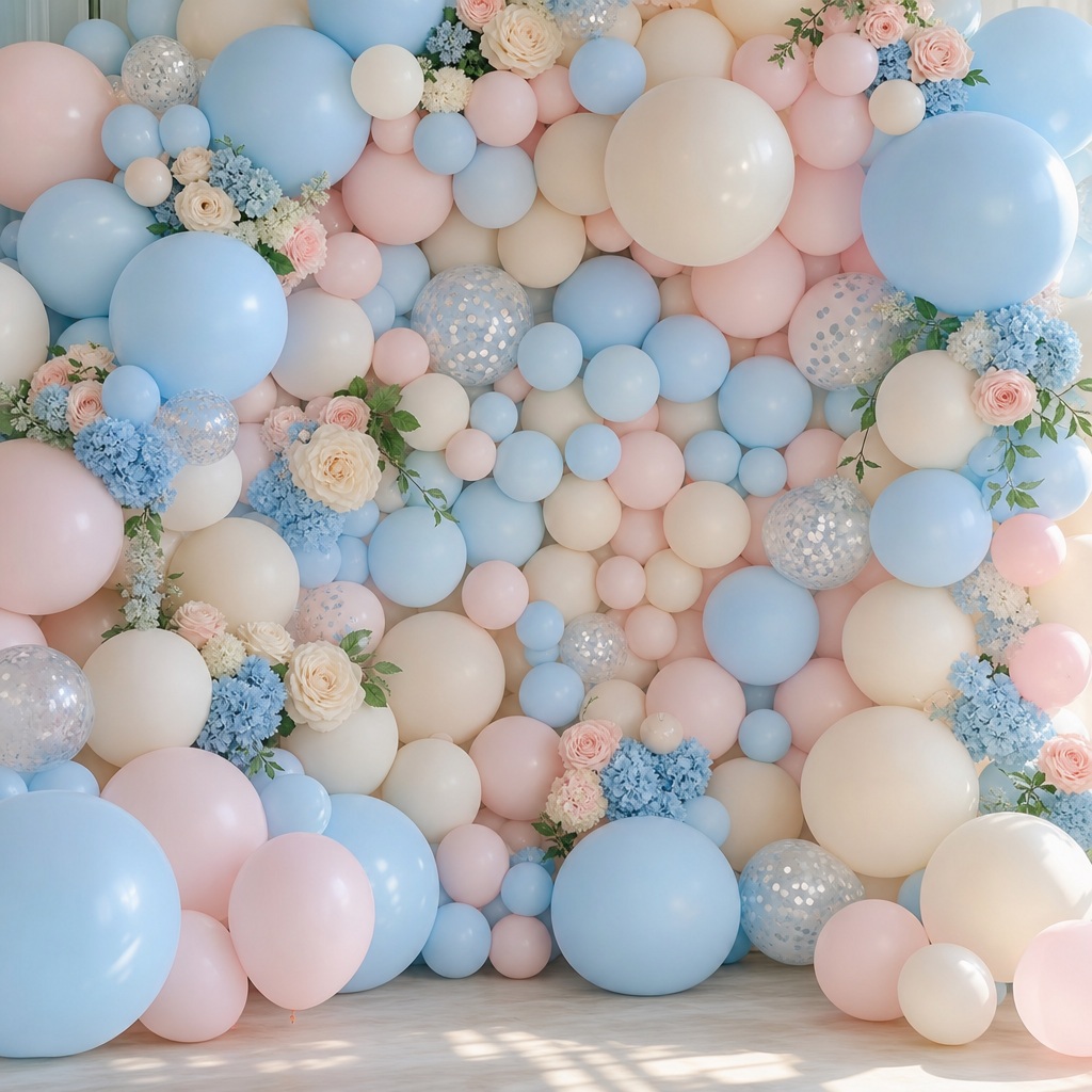 Preview for Square Pastel Balloons Stock Background