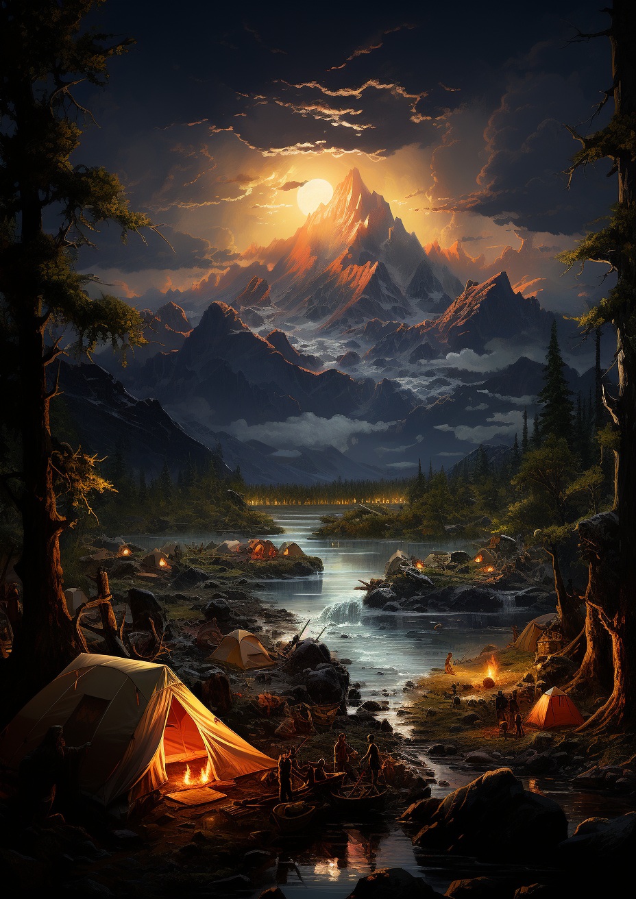 Preview for Mountain Camping Background Stock Illustration