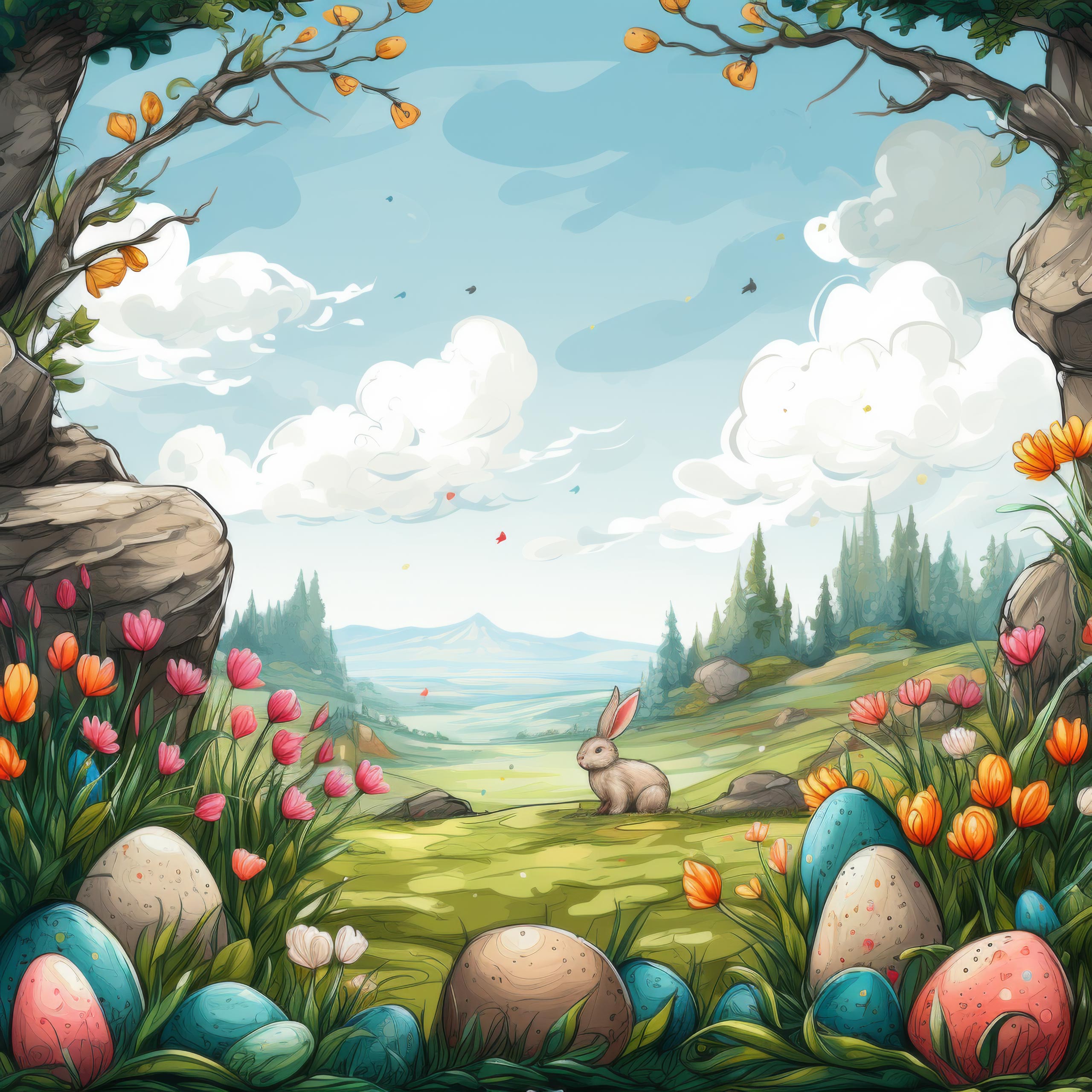 Preview for Easter-bunny-spring-landscape-background-7d8fd