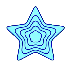 Light blue star with layered ripple-style outline lines