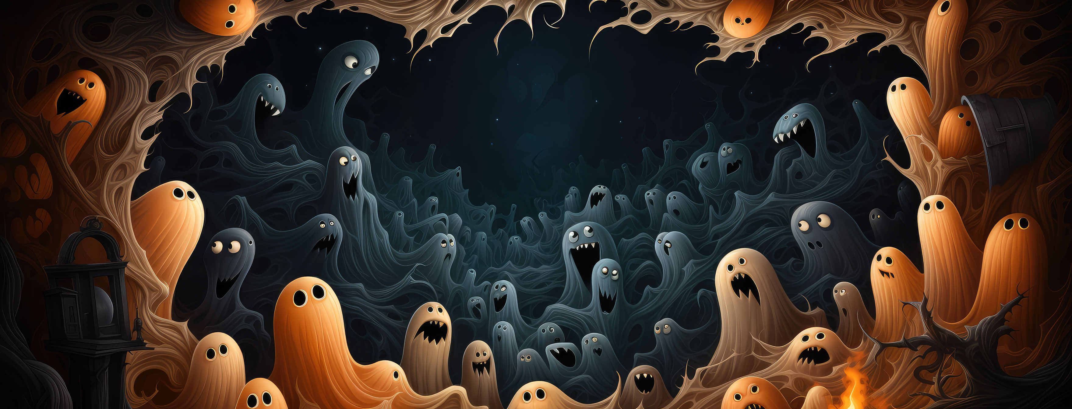 Preview for Spooky-ghostly-cavern-scene-halloween-cover-background-e52de