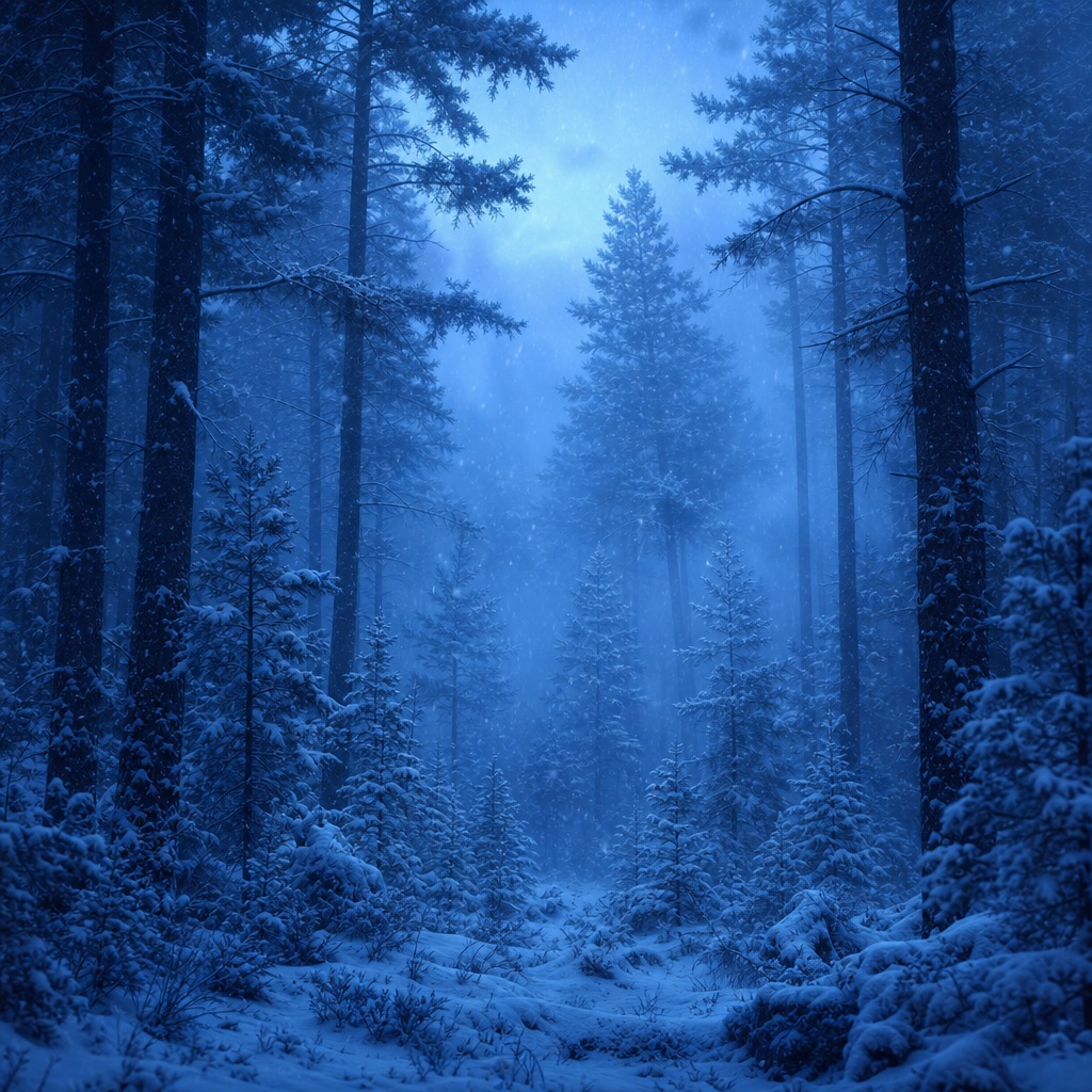 Preview for Blue Hour Snowy Pine Forest Background