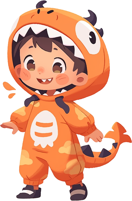 Preview for Cartoon-kid-dinosaur-costume-halloween-costume-sticker-1135a