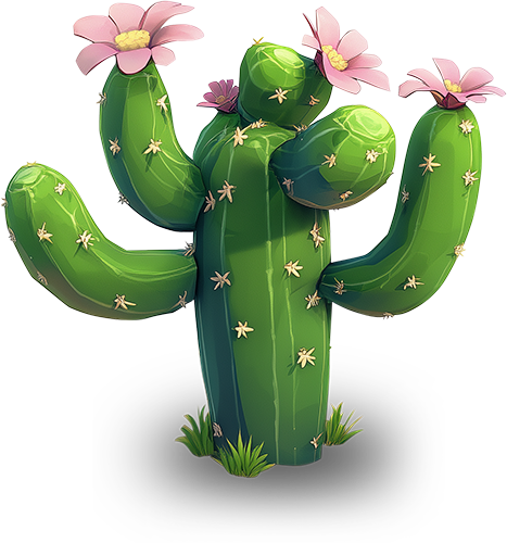 Preview for Cartoon-cactus-pink-flowers-sticker-8eeee