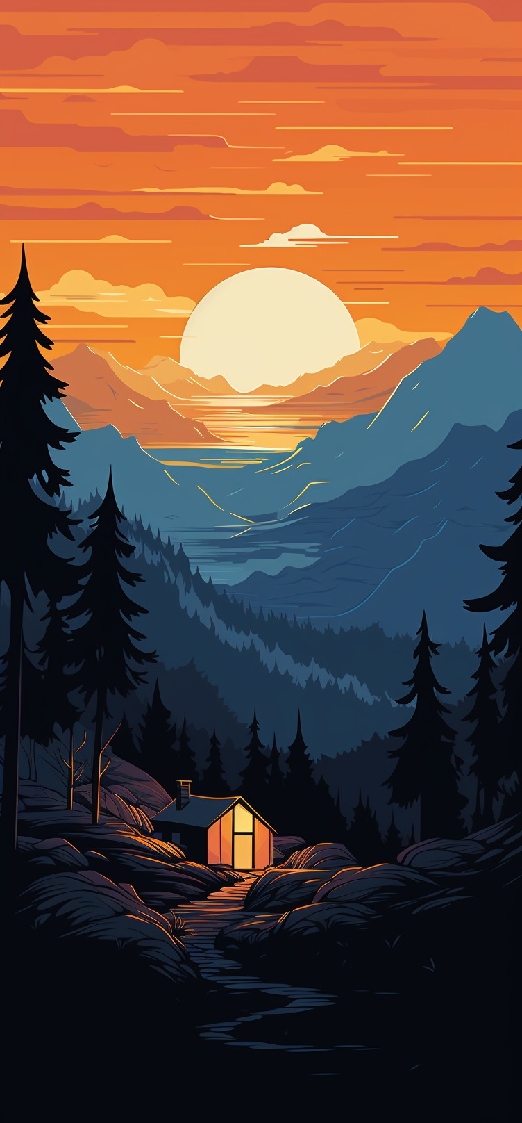 Preview for Camping Mountain Sunset Stock Background