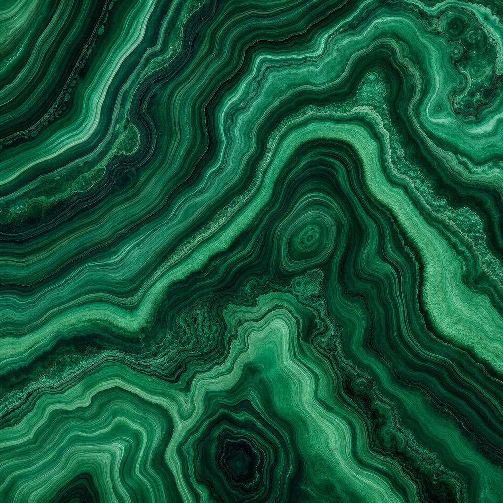 Layered green malachite-style stone texture with flowing mineral bands