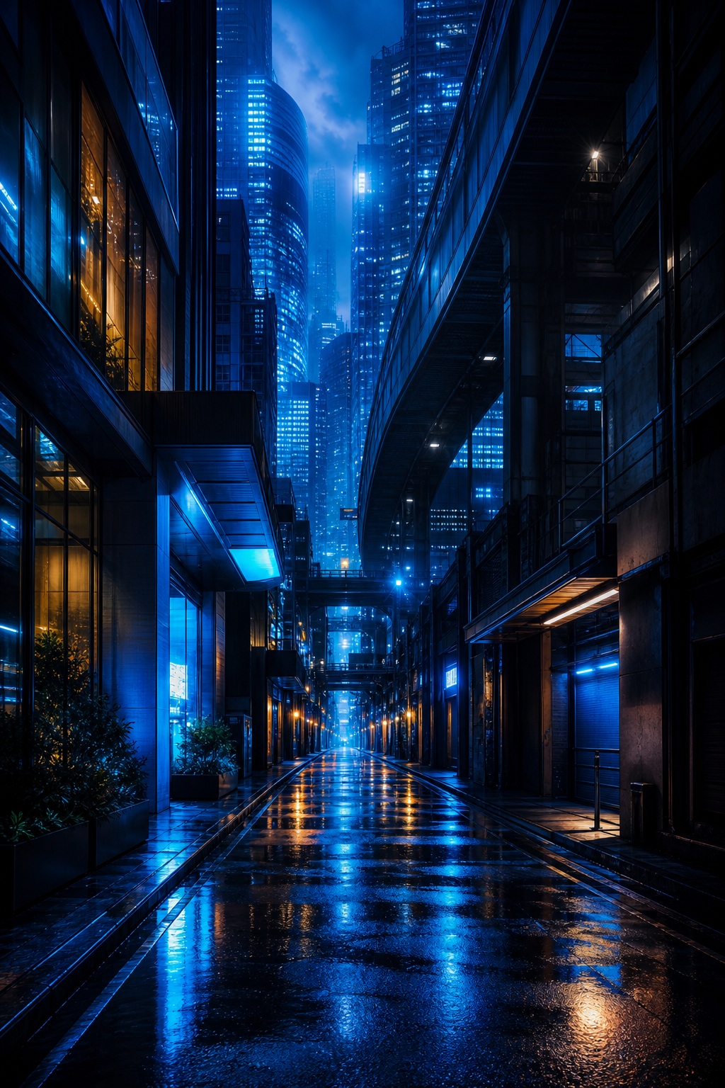 Preview for Cyber Blue City Street Background