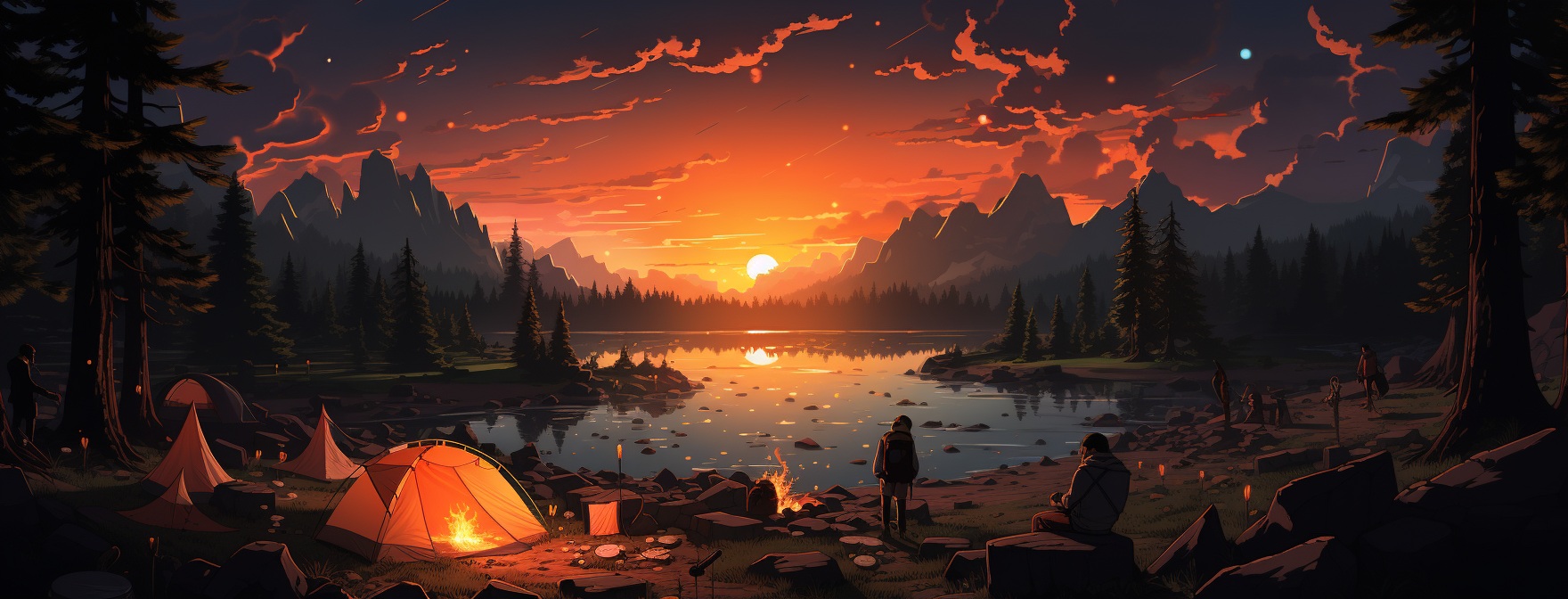 Preview for Camping Sunset Background For Outdoor Designs