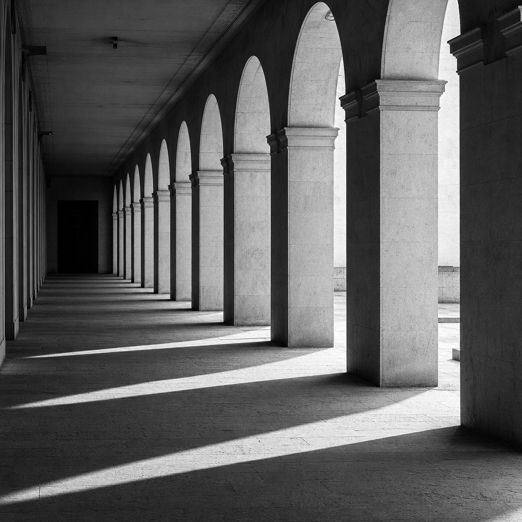 Preview for Black And White Arched Corridor Background