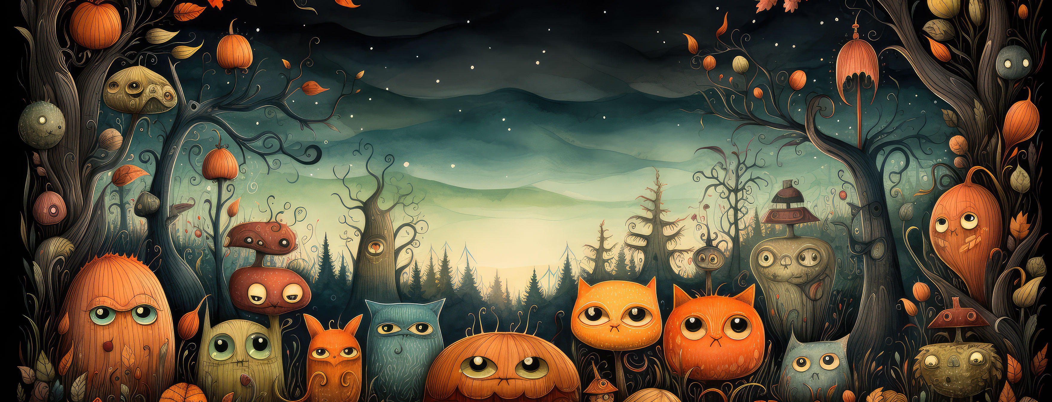 Preview for Halloween-cat-pumpkin-forest-halloween-cover-background-07852