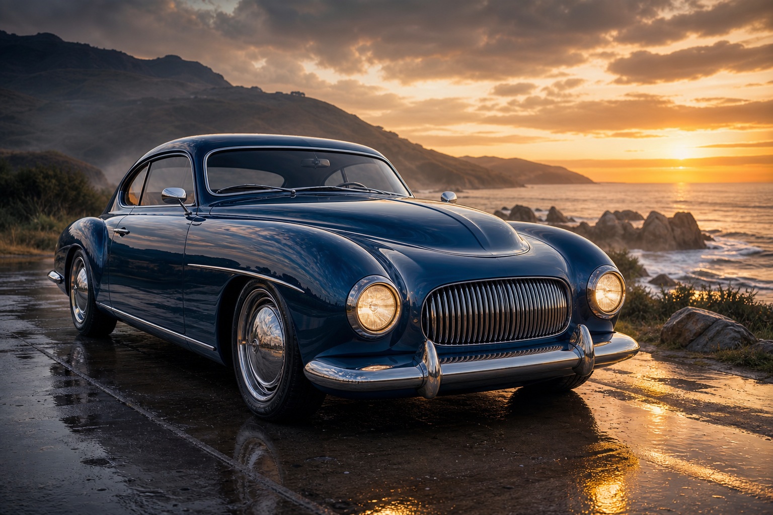 Preview for Classic Car Rain Glow Background