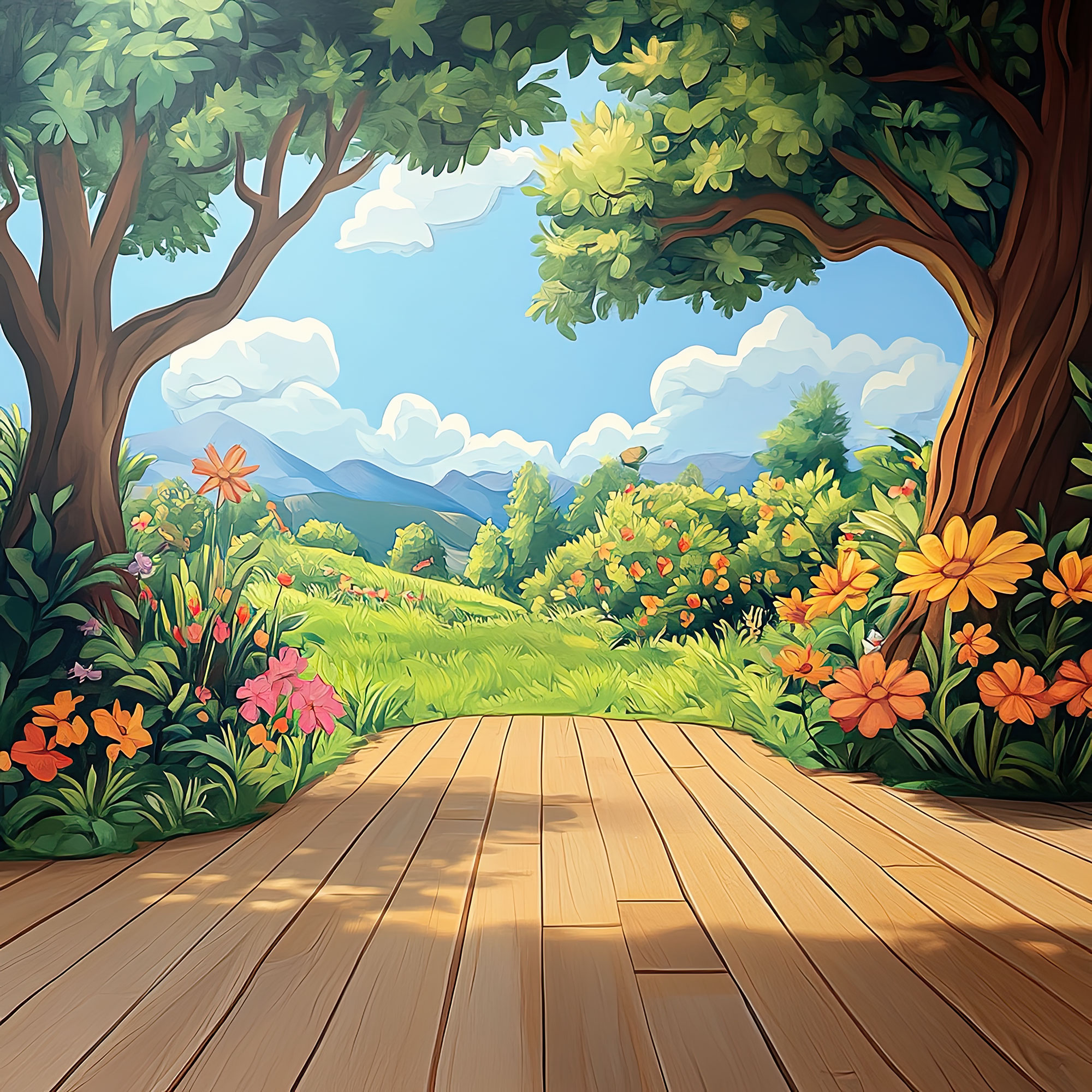 Preview for Serene-garden-pathway-nature-backdrop-background-1e540