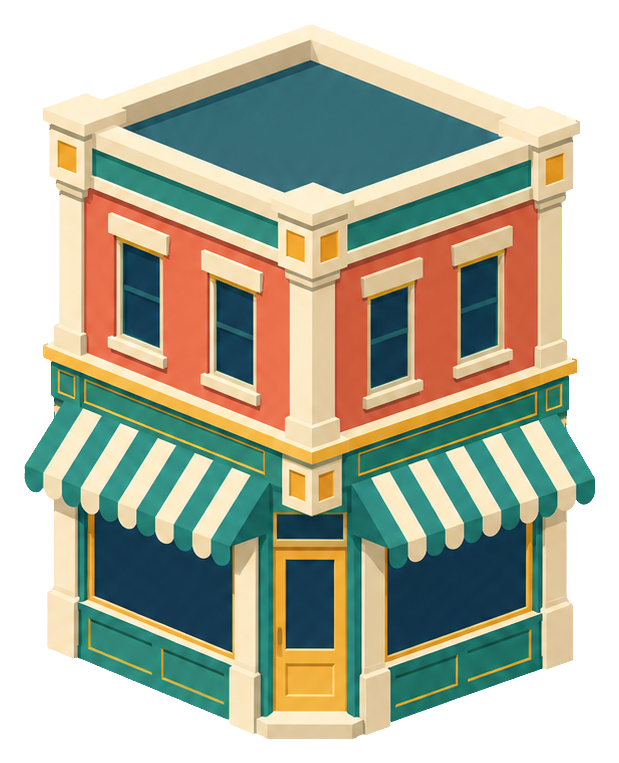 Preview for Isometric City Buildings Corner Cafe