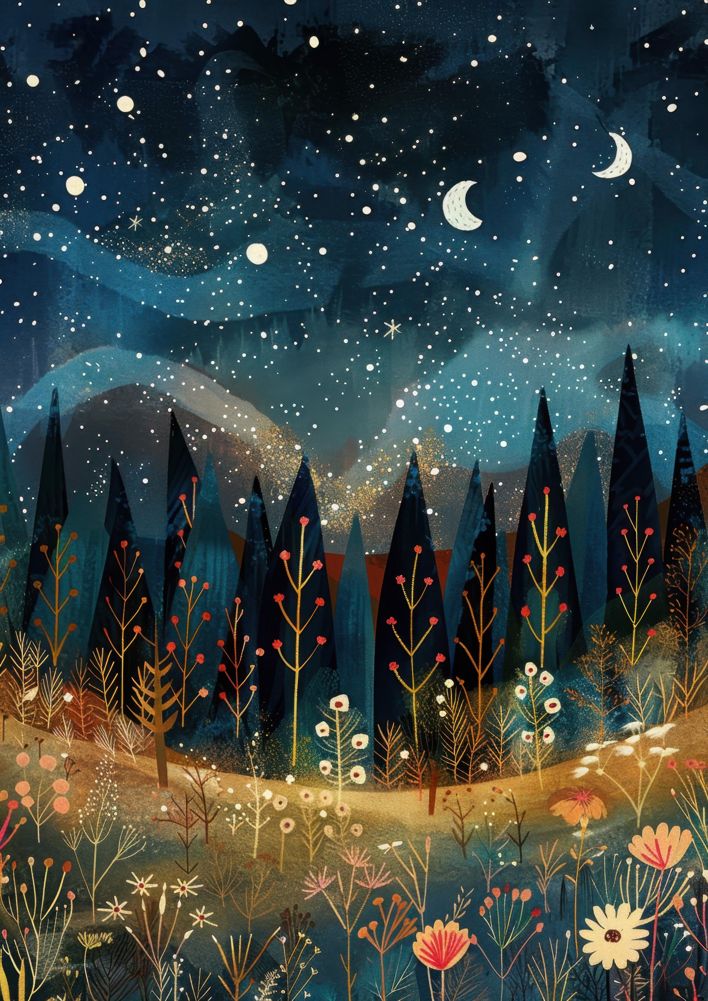 Preview for Whimsical-night-sky-landscape-astrophotography-photo-background-9e9e0