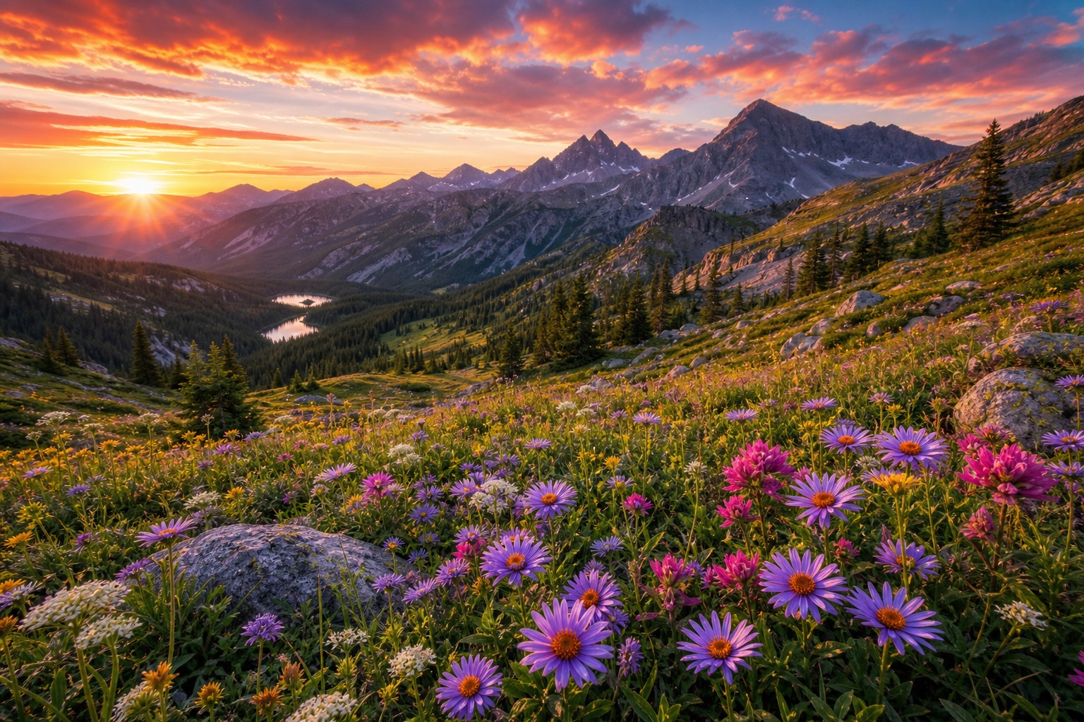 Preview for Alpine Flower Meadow Stock Background