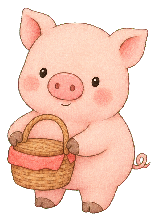 Preview for Kawaii Pig Picnic Basket Sticker