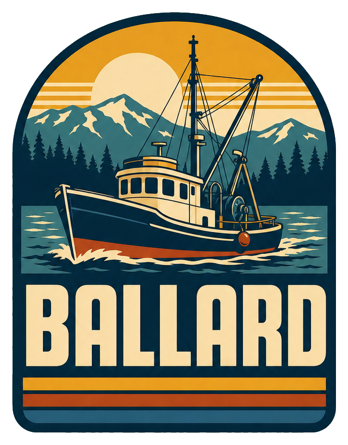 Preview for Ballard Boat Retro Seattle Sticker