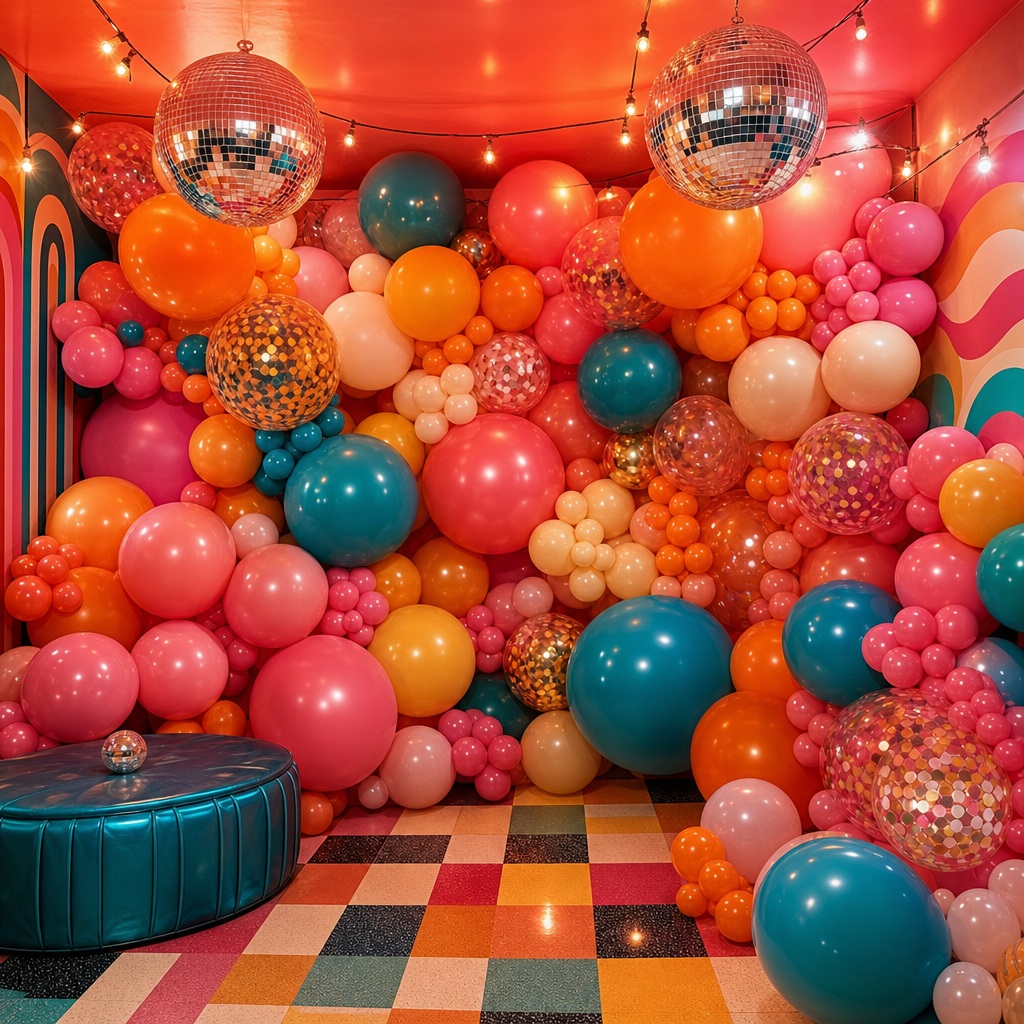 Preview for Retro Birthday Balloon Wall Background