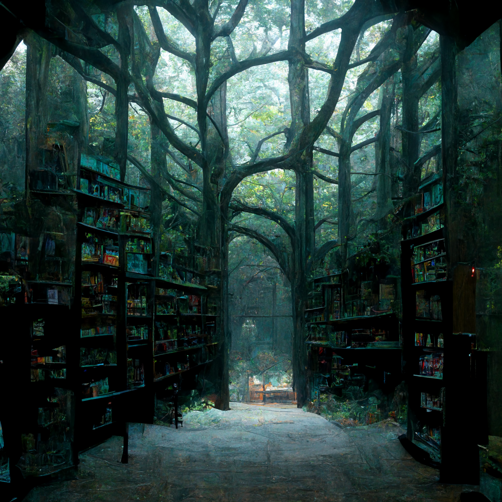 Preview for Mystical-forest-library-ai-images-background-2f6c6