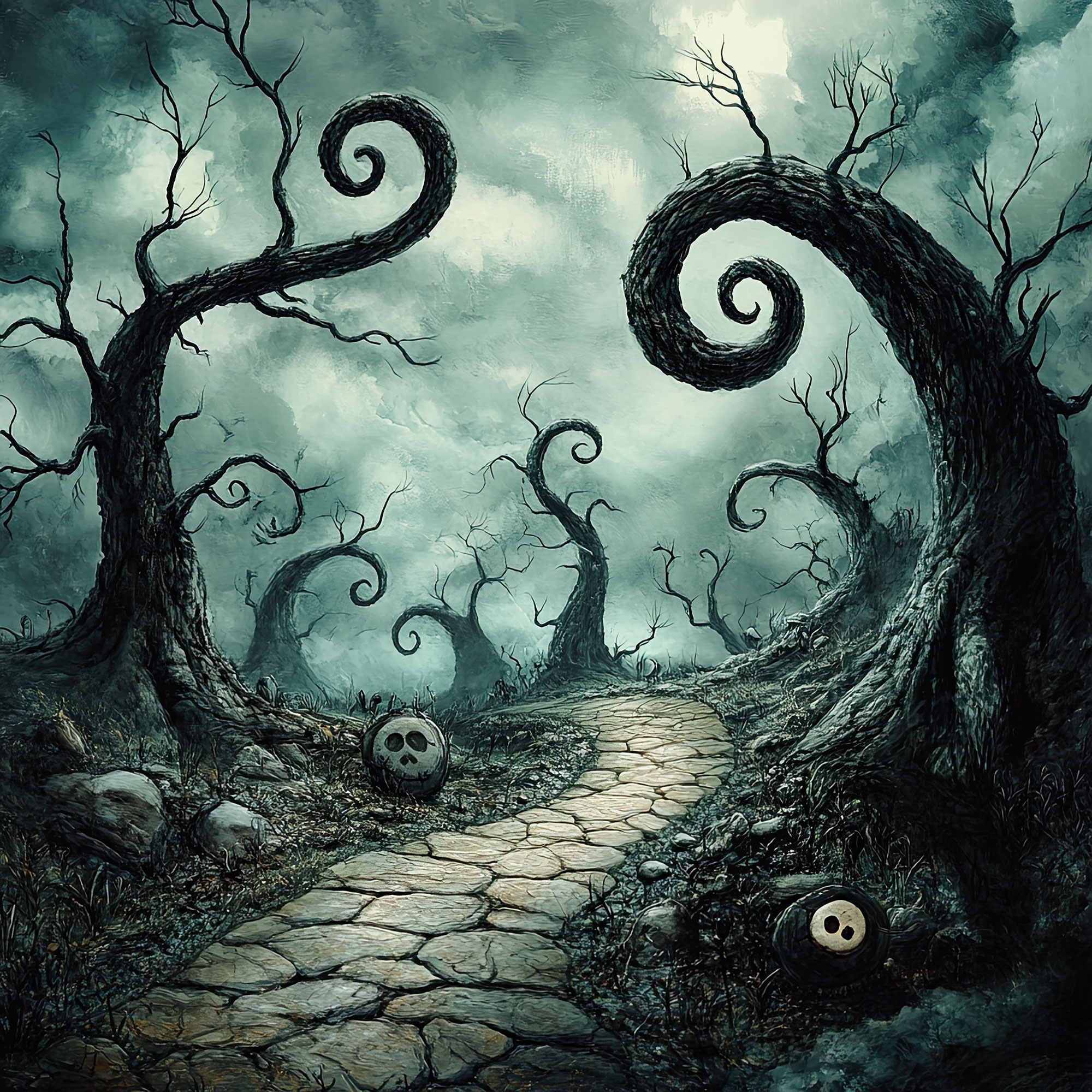 Preview for Mystical-pathway-twisted-trees-spooky-backdrop-background-6d5ee