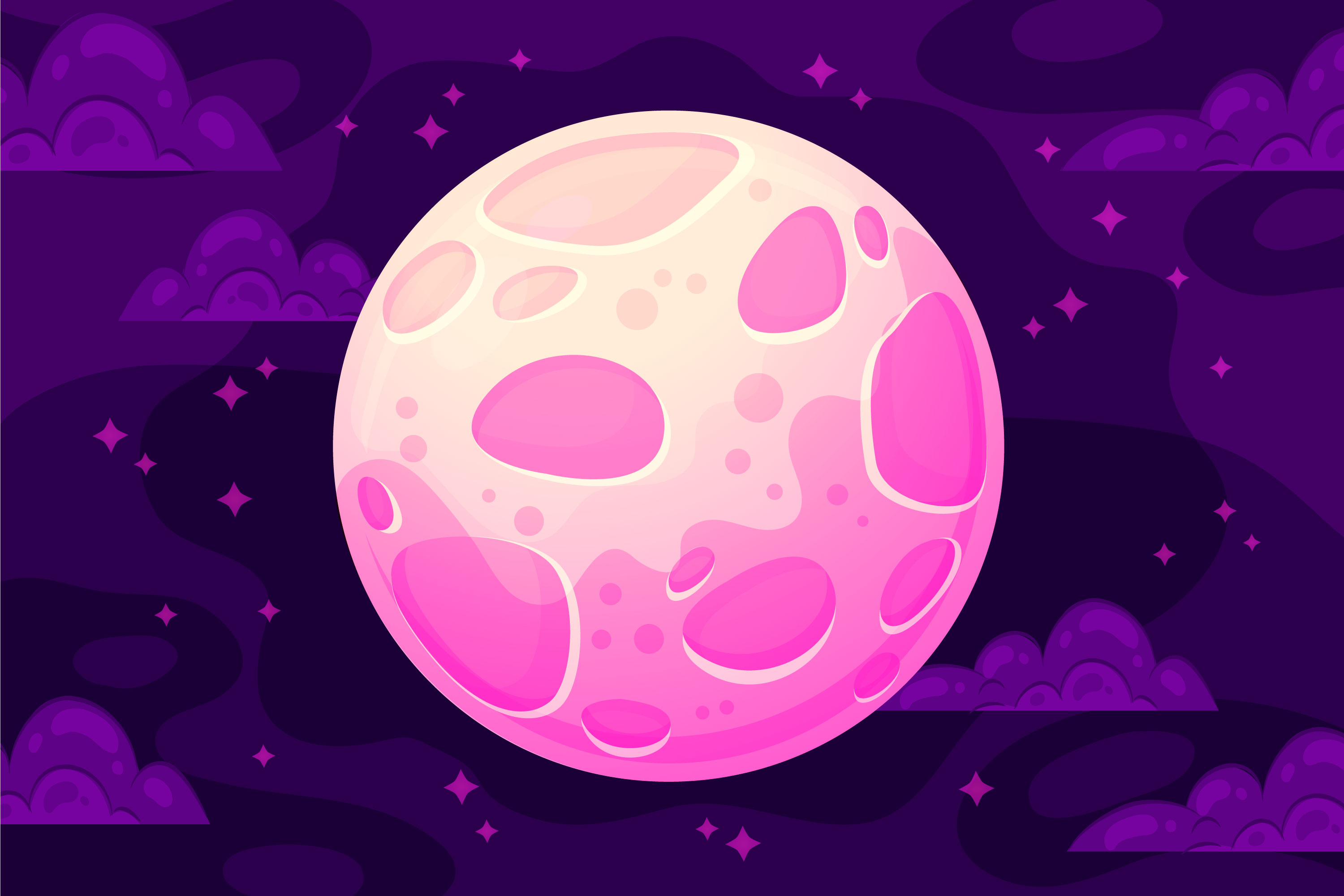 Preview for Pink-moon-night-sky-illustration-halloween-background-e72f1
