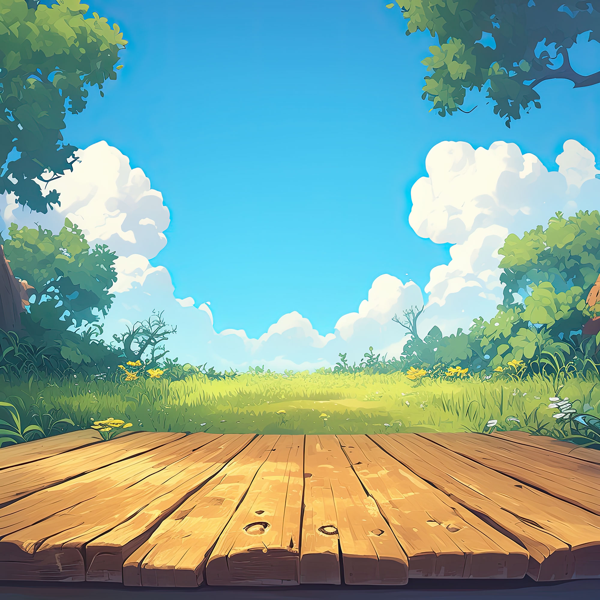 Preview for Serene-wooden-deck-landscape-simple-backdrop-background-69353