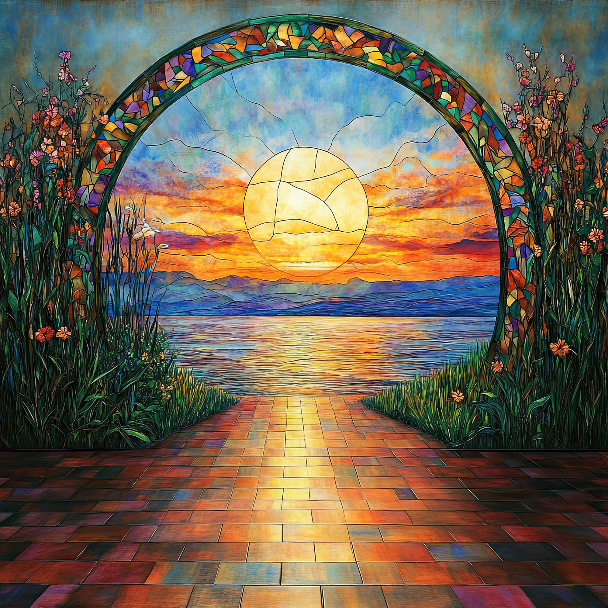 Preview for Serene-sunset-pathway-interior-backdrop-background-9a238