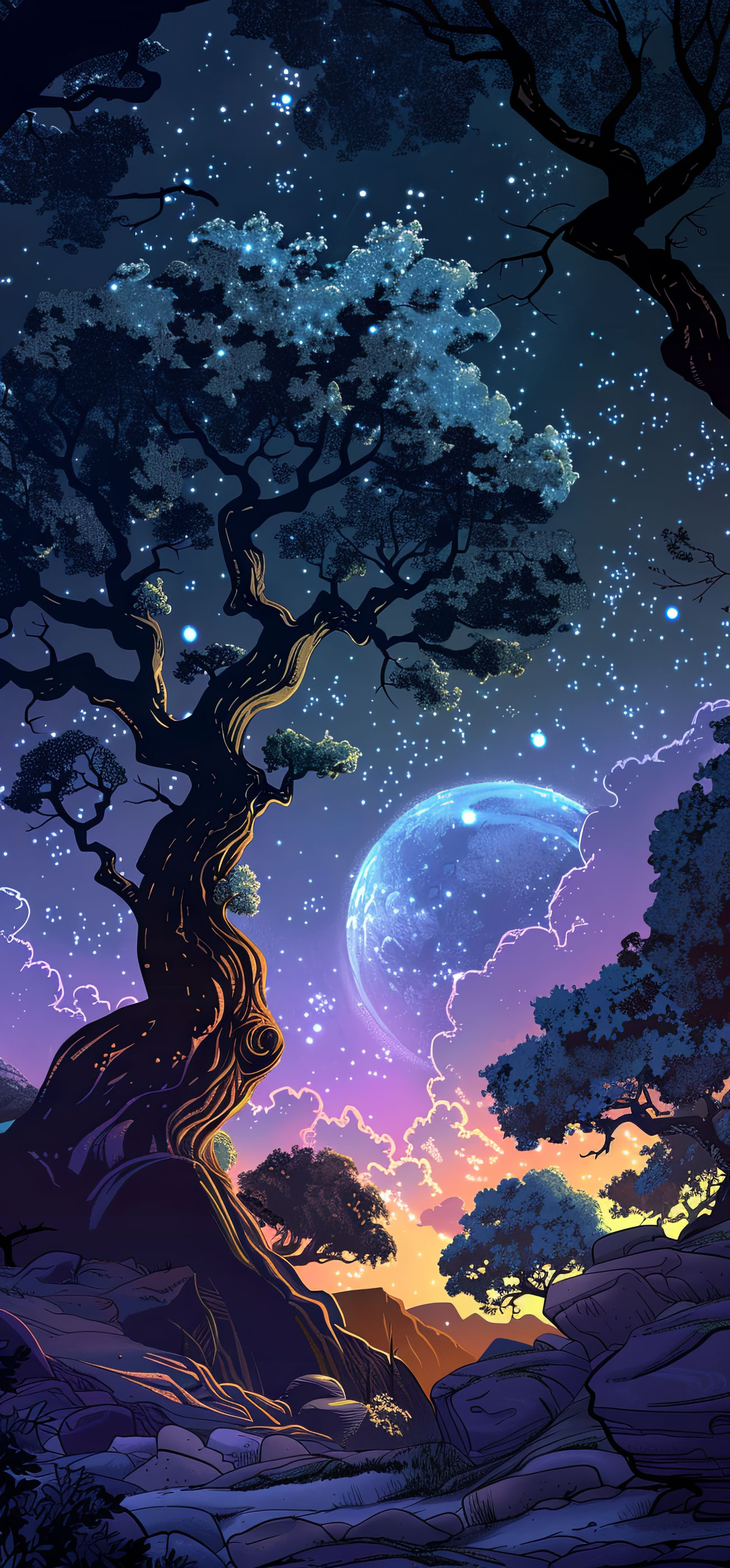 Preview for Mystical-night-landscape-astrophotography-phone-background-78a86