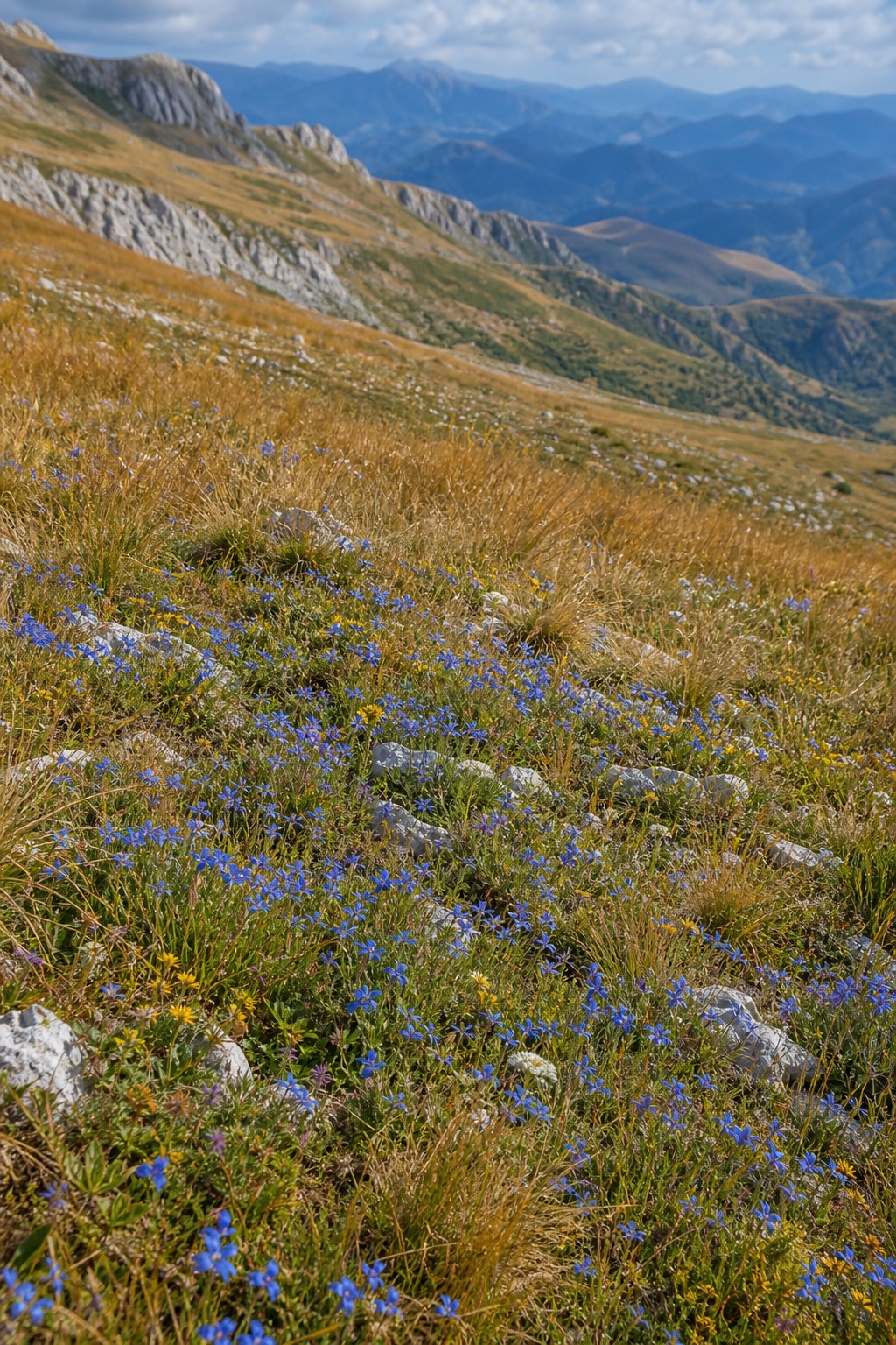 Preview for Late Summer Gold Blue Flower Slope Background