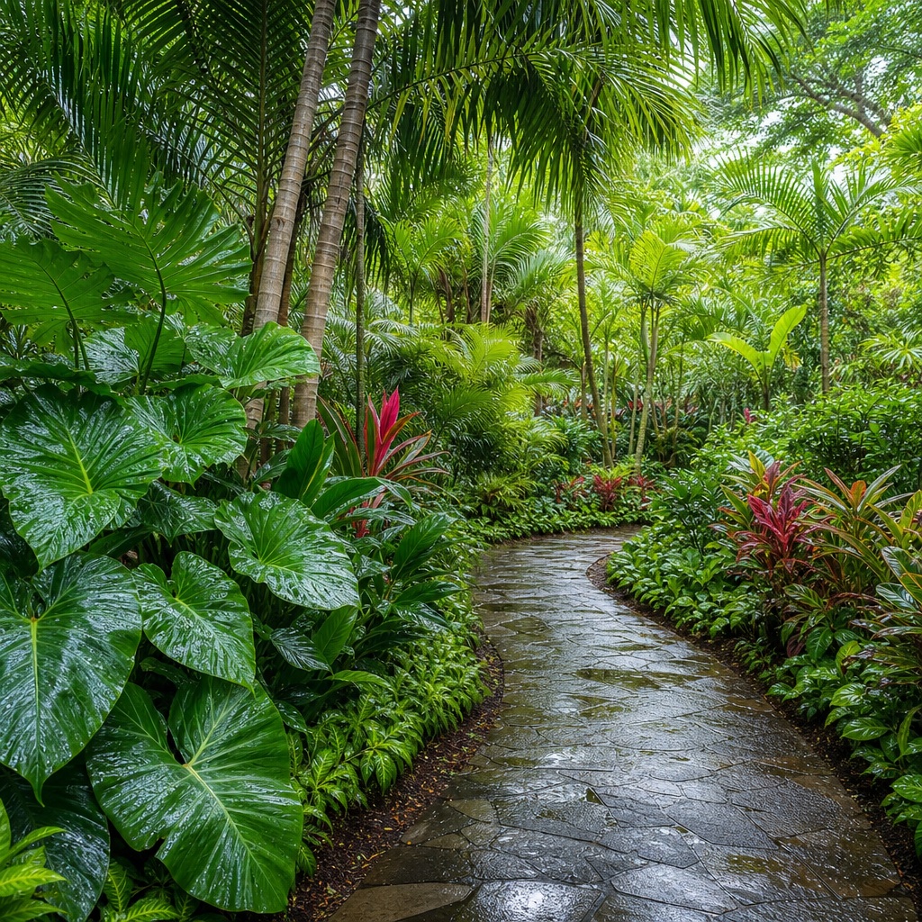 Preview for Post Rain Tropical Palm Walk Background