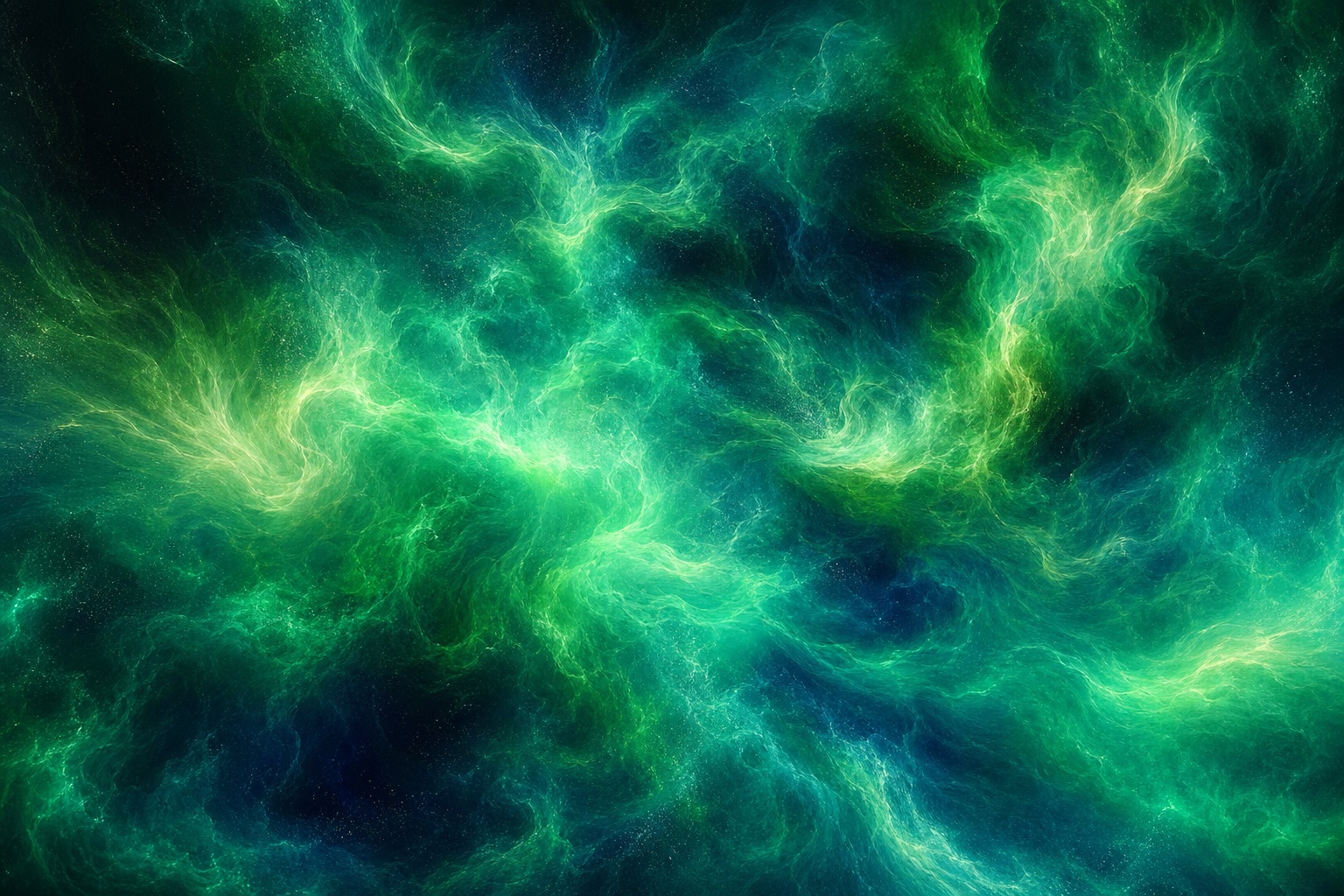 Aurora green plasma-like light streaks forming a glowing abstract background
