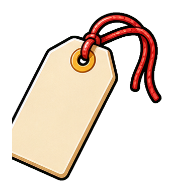 Blank gift tag with a red string loop attached at the top