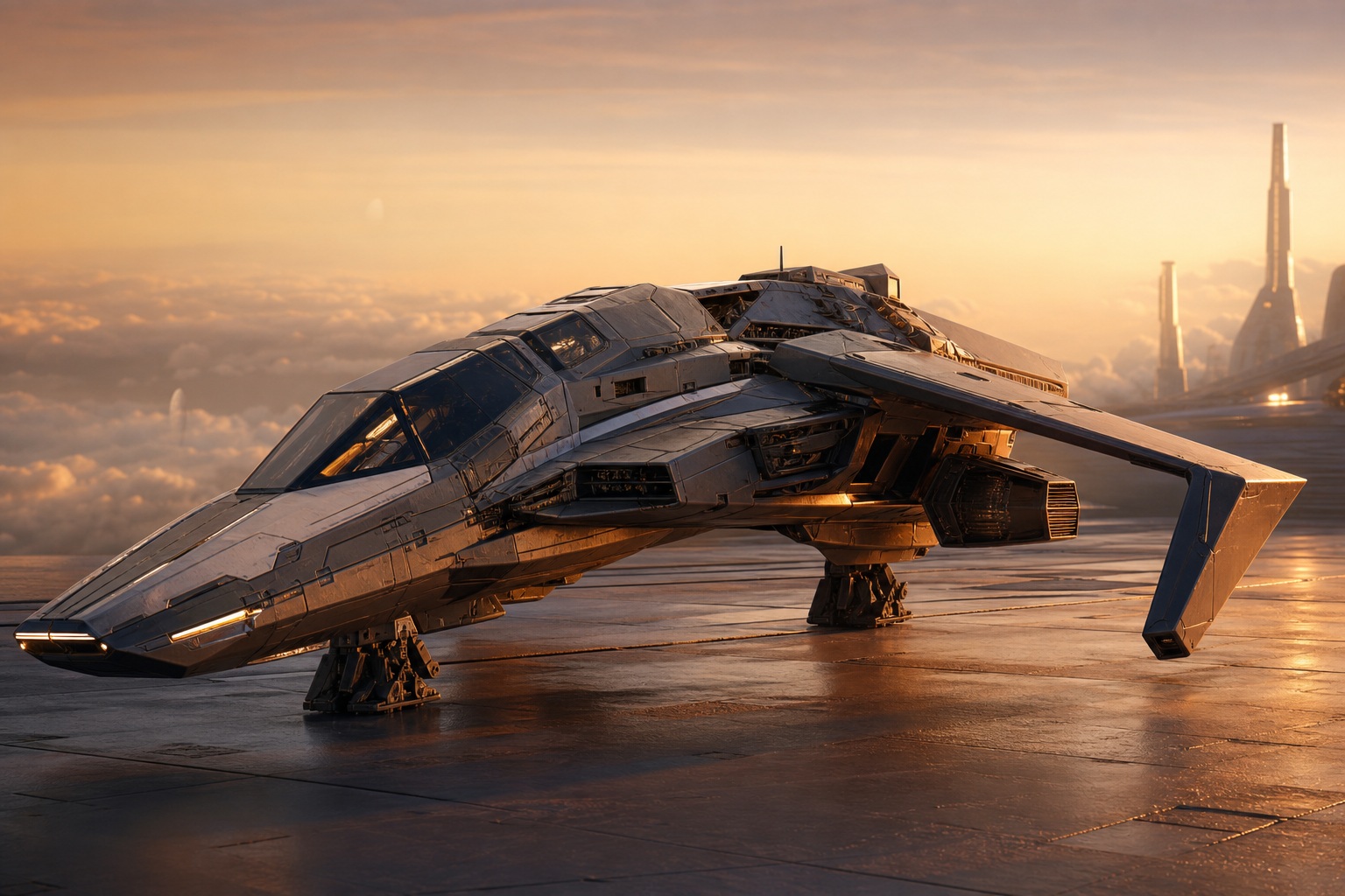 Preview for Interceptor Dawn Sci-fi Spacecraft Background