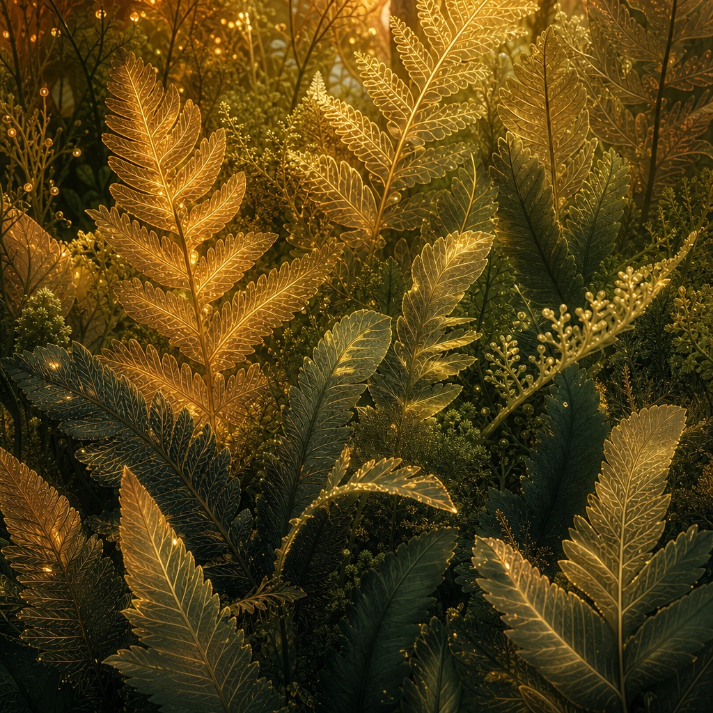 Preview for Amber Forest Translucent Fern Layers Background