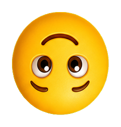 Yellow upside down face emoji with wide eyes and a small smile