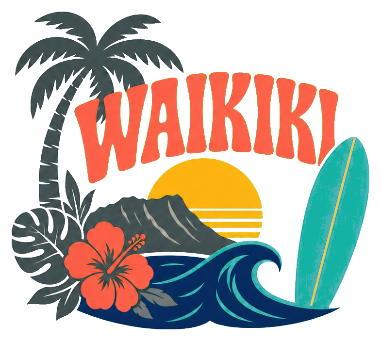 Preview for Waikiki Surfboard Sticker Graphic