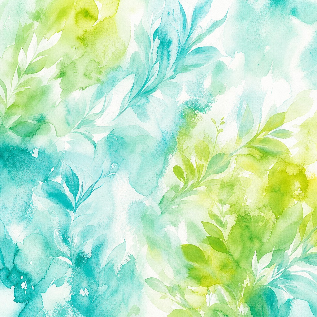 Aqua and green organic watercolor texture with flowing cellular patterns.