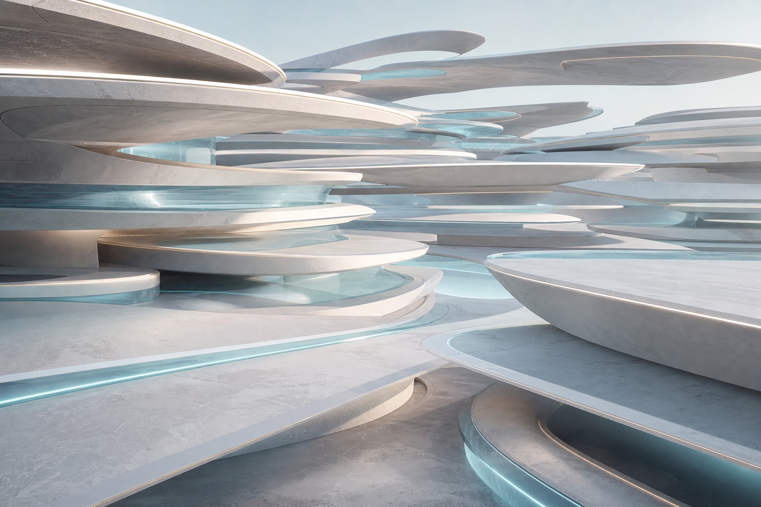 Preview for Pearl Cyan Futuristic Architecture Background