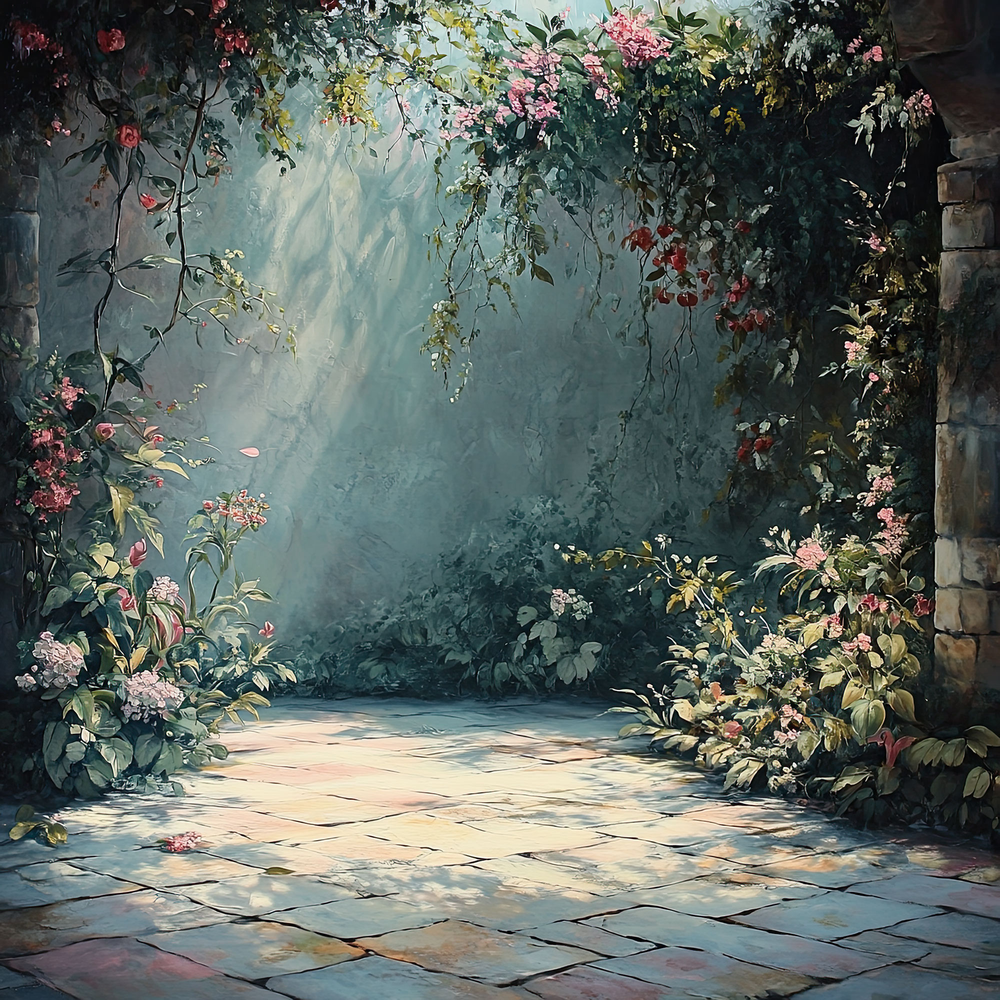 Preview for Serene-garden-oasis-nature-backdrop-background-ecd27