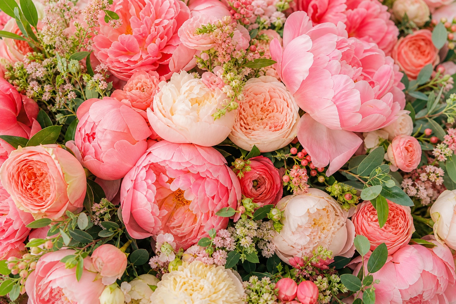Preview for Pink Coral Peony Cloud Wedding Background