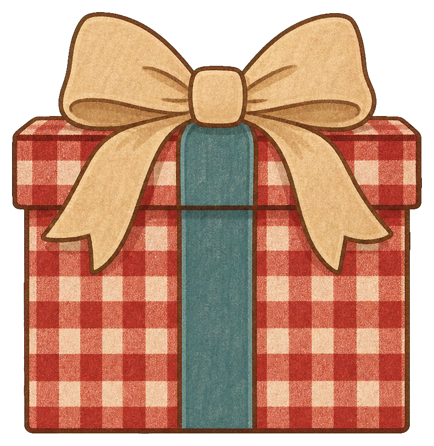 Preview for Cranberry Gingham Christmas Gift Box Sticker