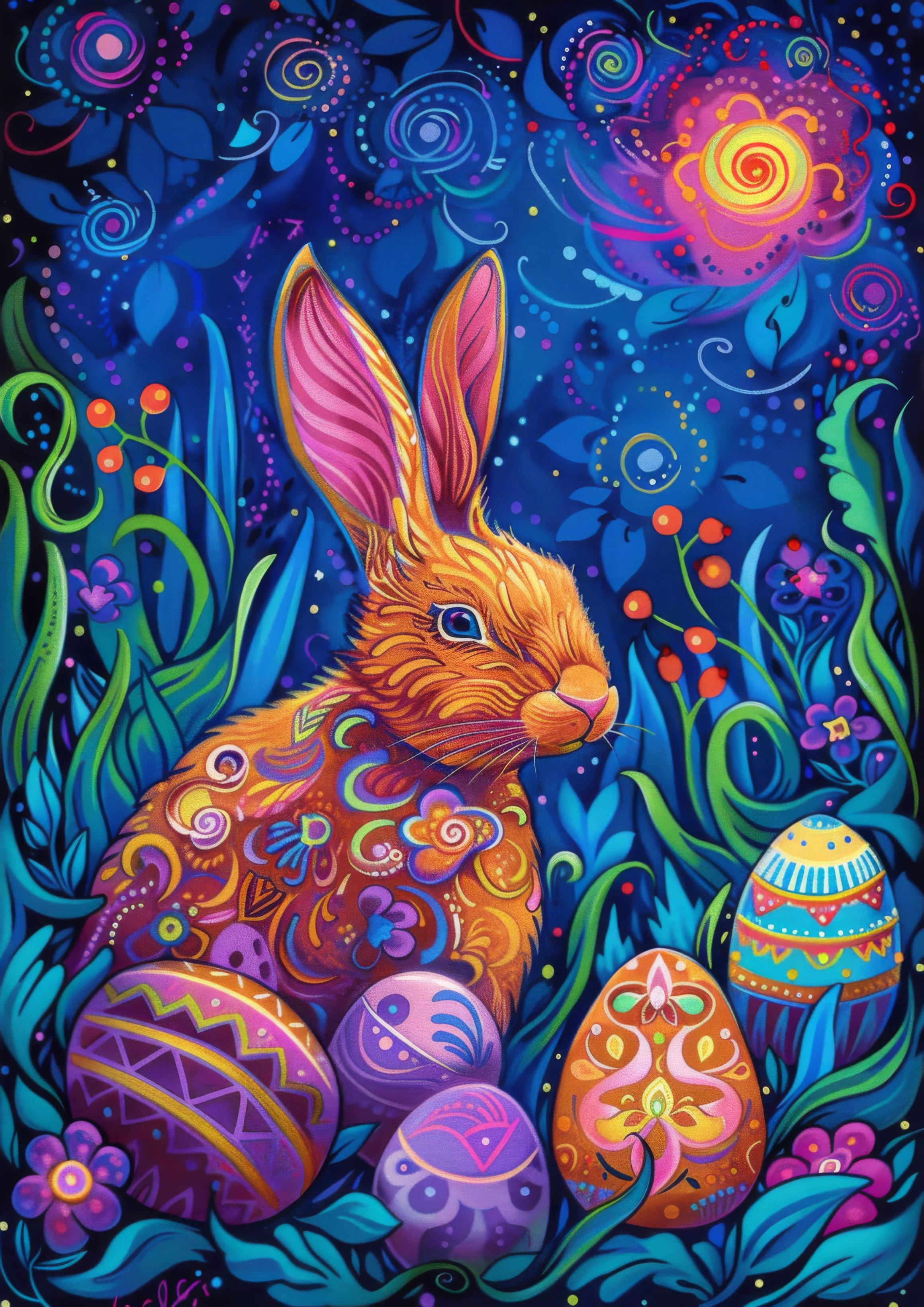 Preview for Easter-bunny-colorful-eggs-background-c8bca