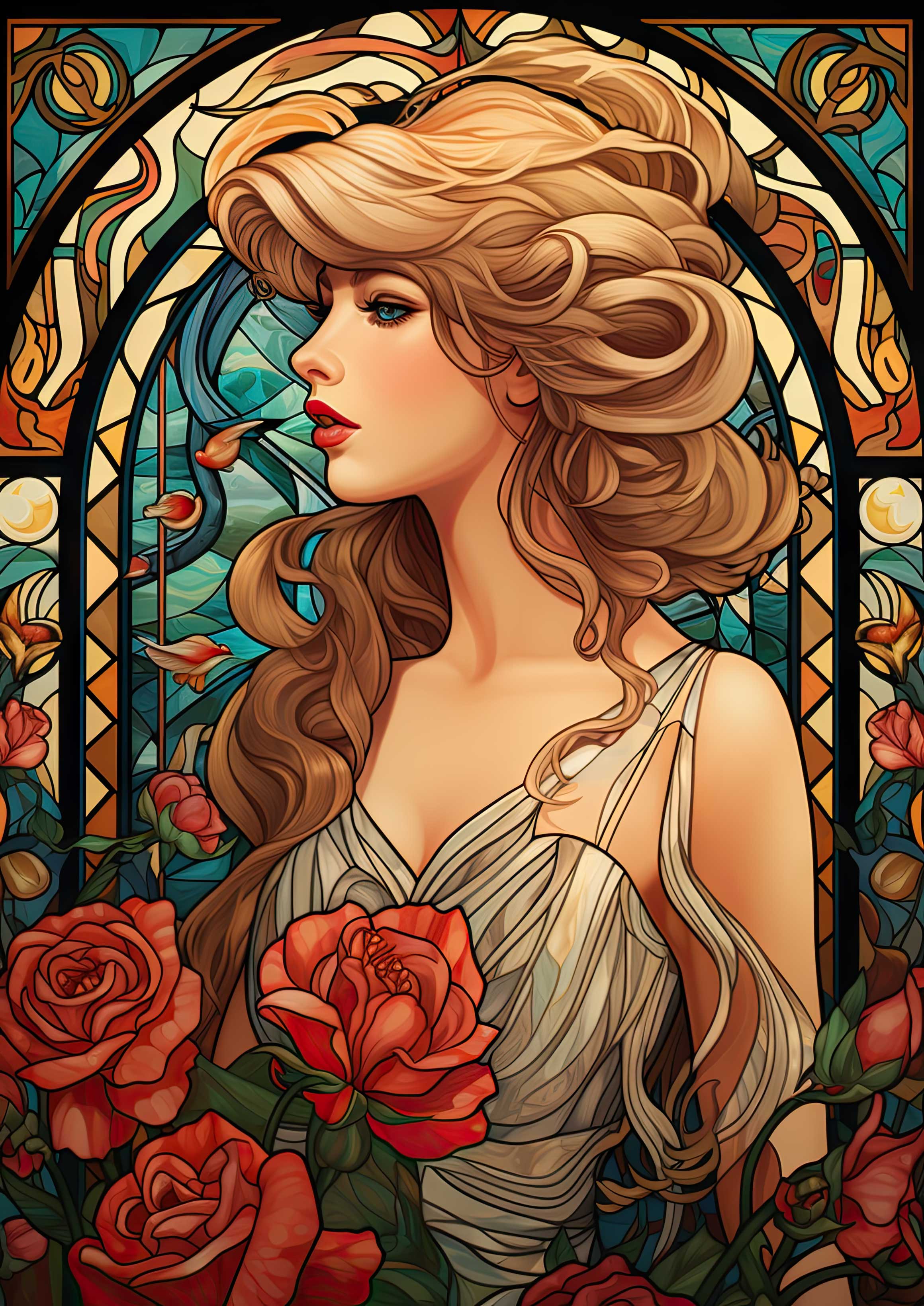 Preview for Stained-glass-woman-with-roses-taylor-swift-background-64d6e