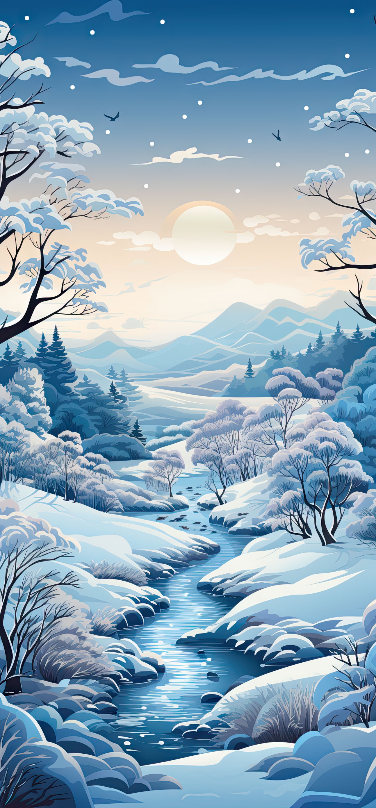 Preview for Serene-winter-landscape-christmas-phone-background-cd458