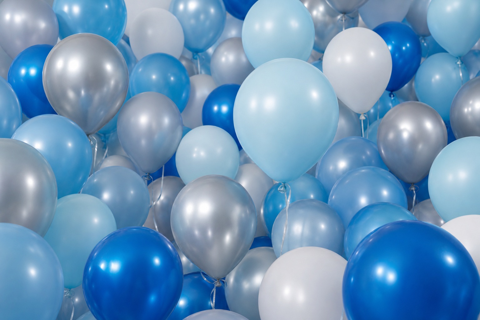 Preview for Blue Silver Floating Balloon Cloud Background