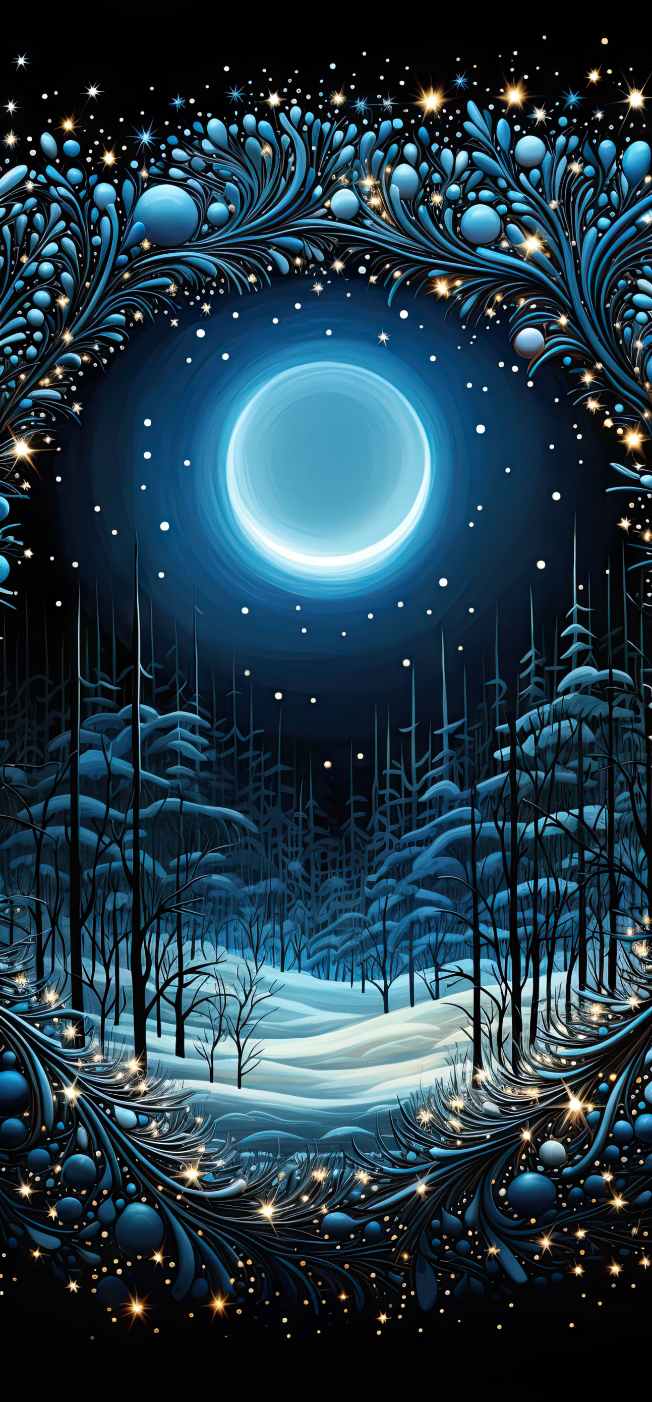 Preview for Moonlit-winter-forest-art-christmas-phone-background-134b1
