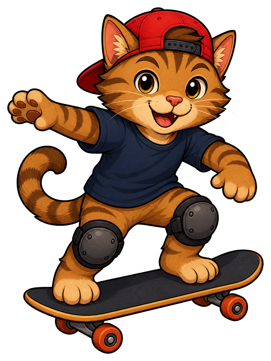 Preview for Skateboard Cat Sticker