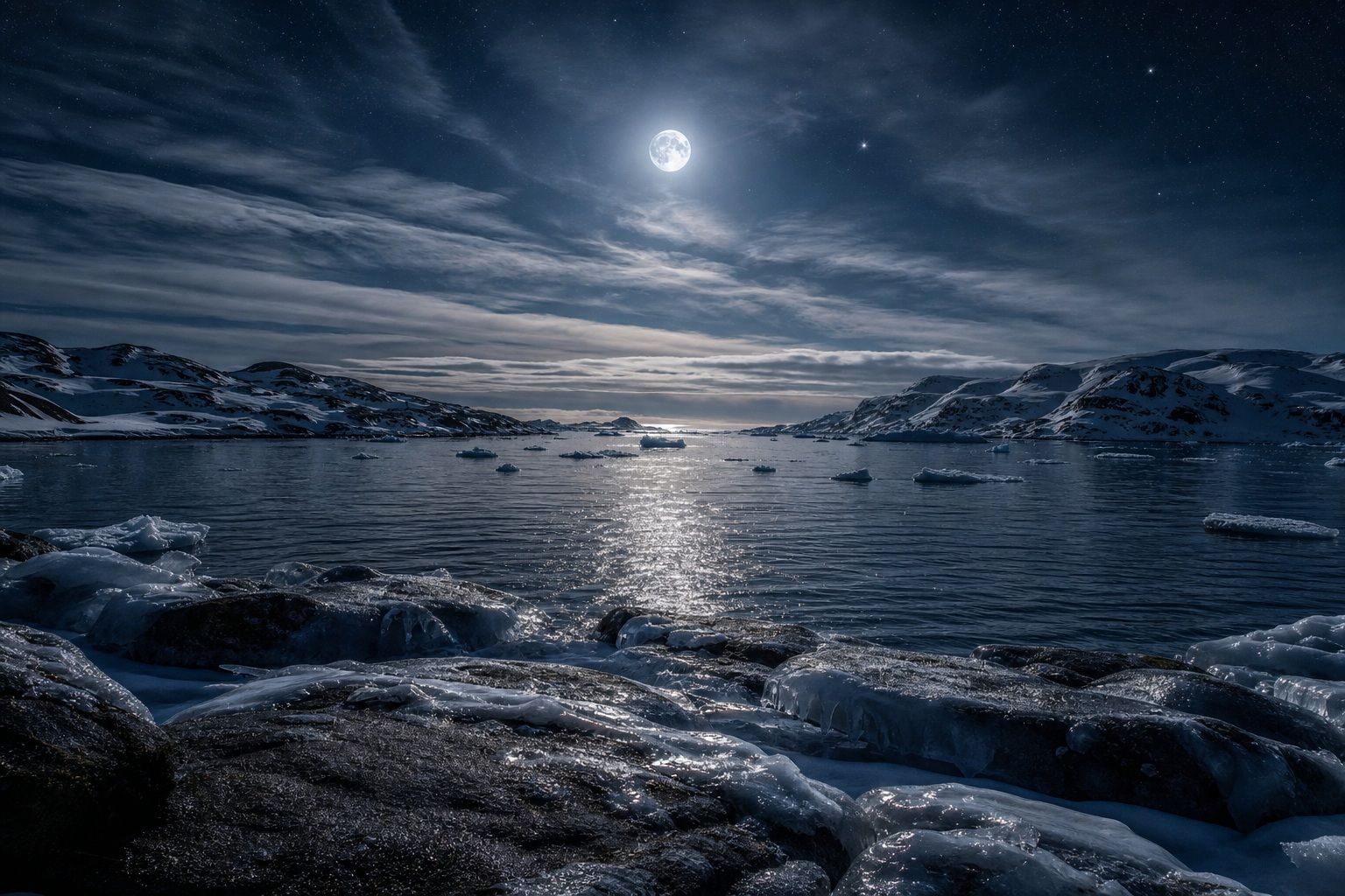 Preview for Moonlit Polar Ice Bay Background
