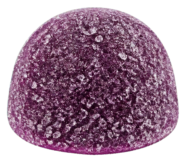 A realistic purple grape gumdrop with a textured sugar-coated surface.
