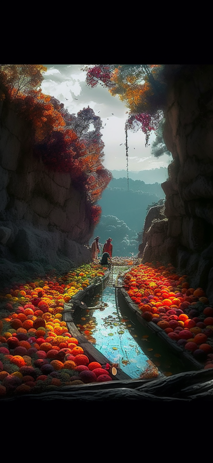 Preview for Surreal-autumnal-landscape-boats-ai-phone-background-62e40